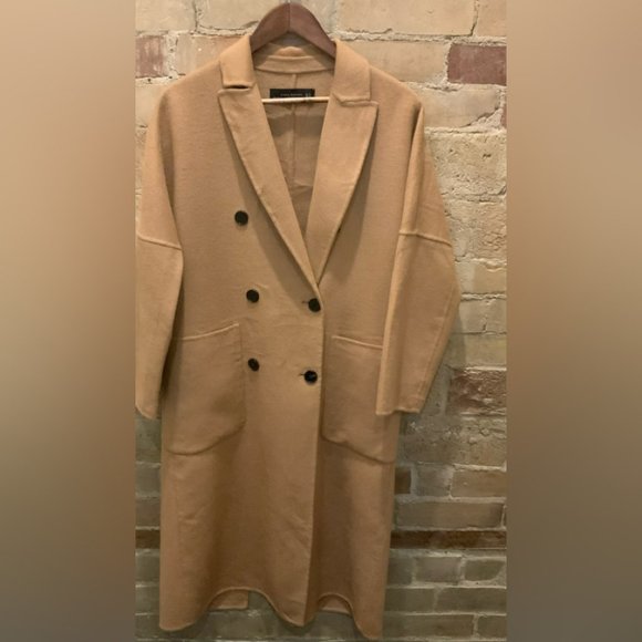 ZARA Oversized Double-Breasted Coat Sz S in Camel - Picture 4 of 8